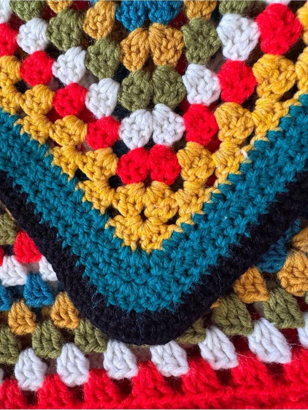 Handmade Crochet Granny Square Afghan Throw Blanket 40x58 Boho Retro